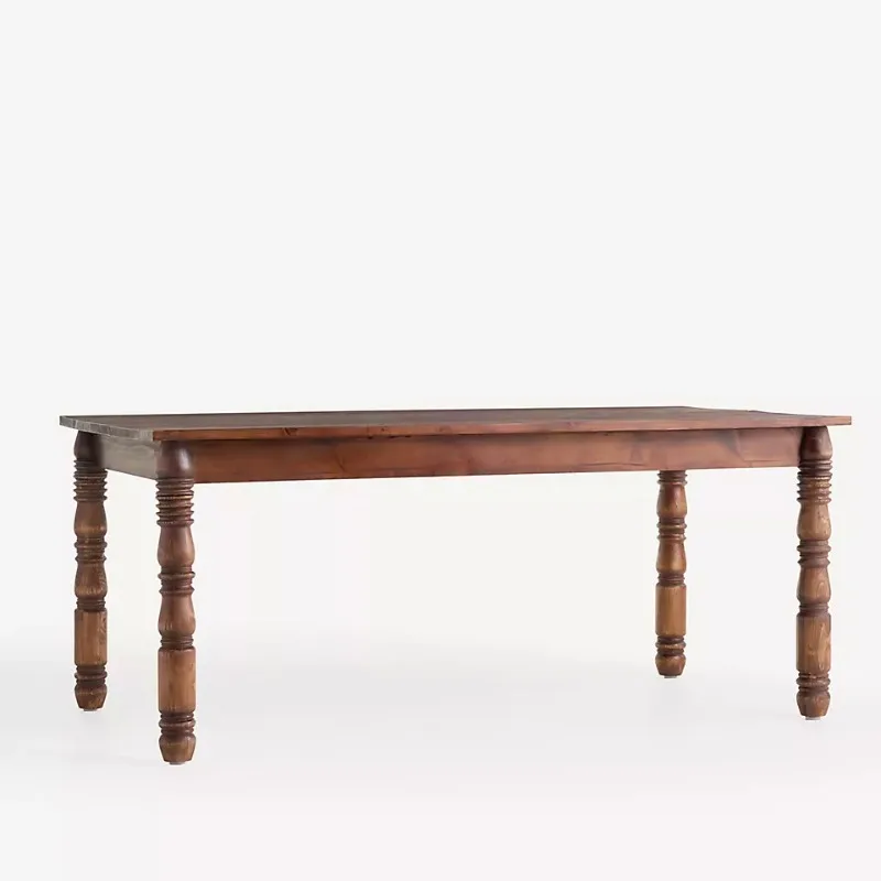 Vintage European Style Solid Wood Dining Table, Handcrafted  Farmhouse Rectangular Dinner Table for Home Restaurant