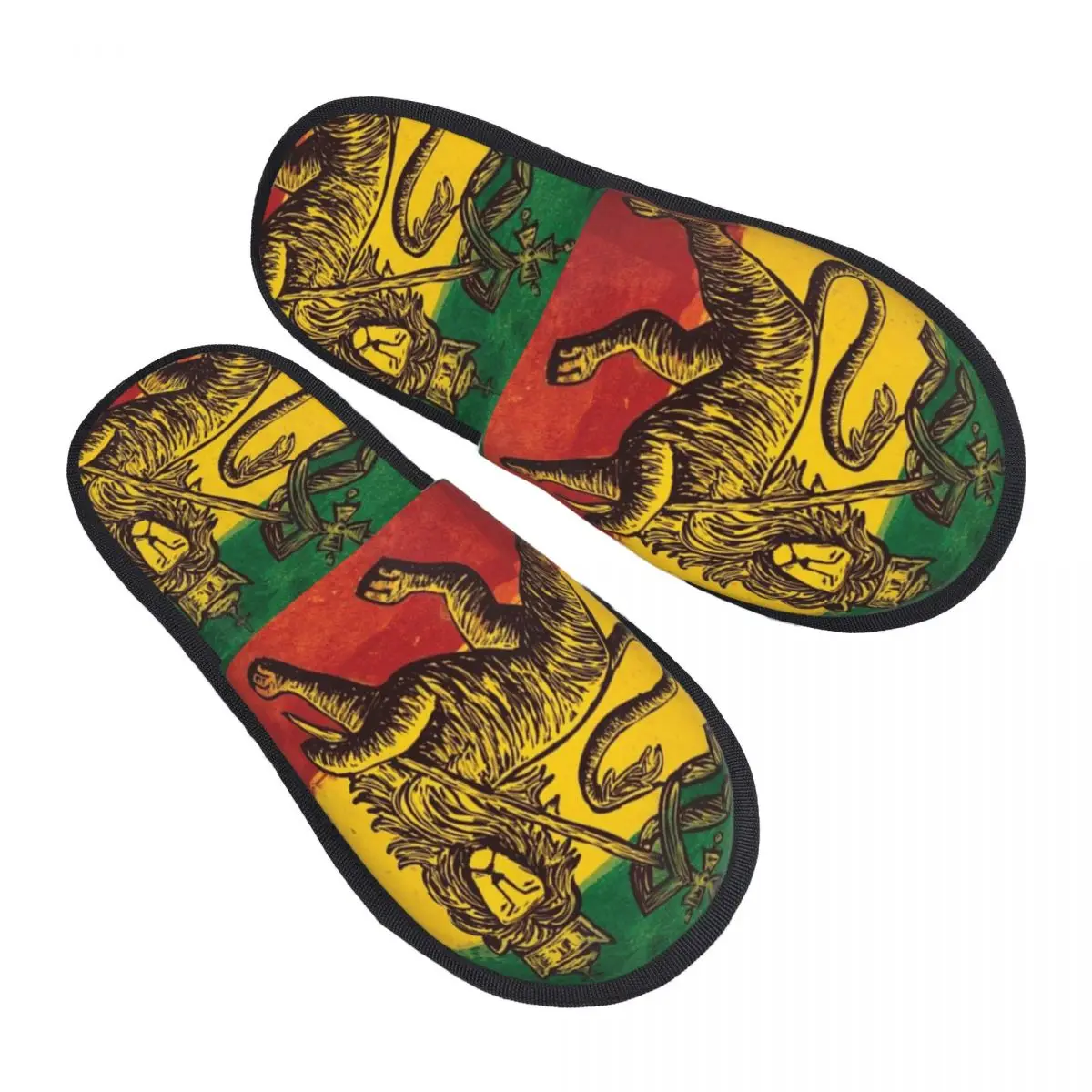 Custom Rasta Flag Lion Of Judah Soft Memory Foam House Slippers Women Jamaica Rastafarian Reggae Comfy Warm Anti-Skid Slipper