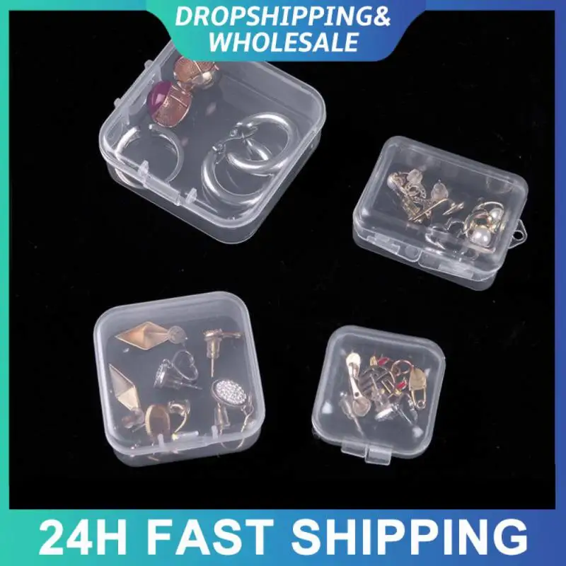 

Earrings Rings Plastic Box Small Items Rectangular Square Storage Boxes Earrings Organizer Mini Earplugs Box Packing Boxes