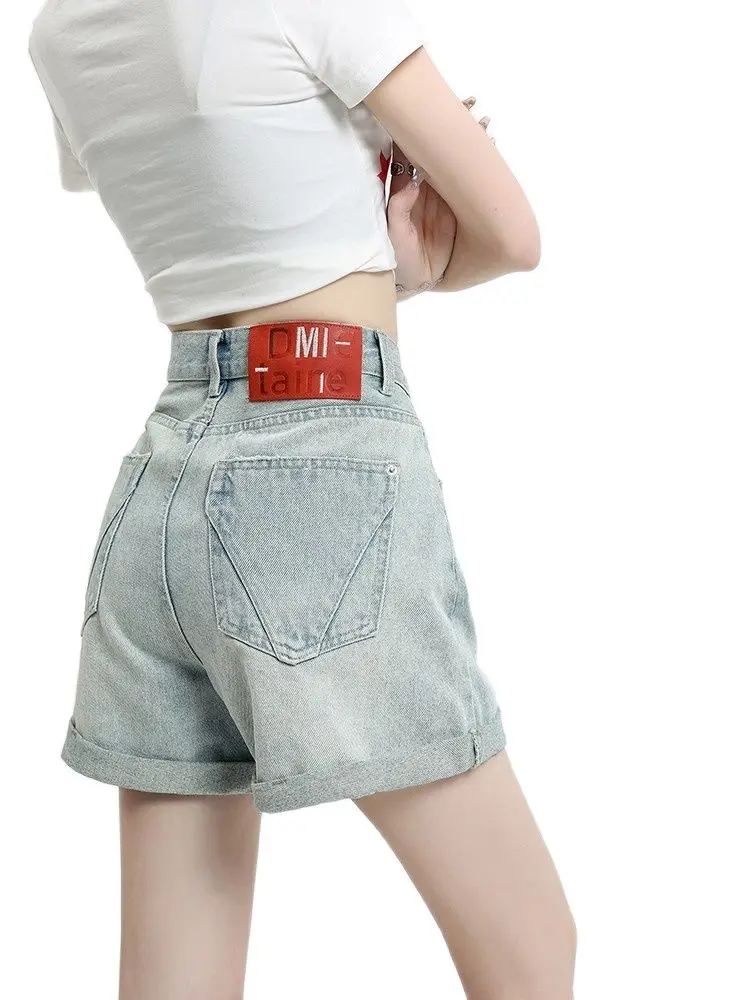 

GUUZYUVIZ Summer Vintage Denim Shorts Woman High Waist Wide Leg Shorts Jeans Feminino