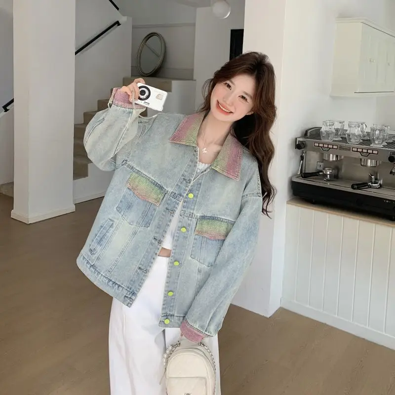 

Джинсовое пальто, водолазка, однобортное, женское, весеннее, в рубчик, укороченное, в стиле пэчворк, милый молодой минимализм, отпуск, ежедневно