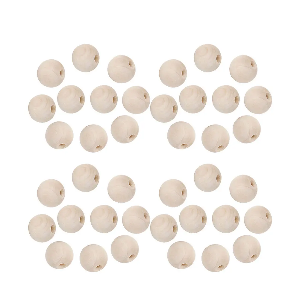 

100pcs Wooden Beads 18Mm Light Yellow Natural Round Diy Craft Jewelry Making Accessories For Bracelet Necklace Home Decoration