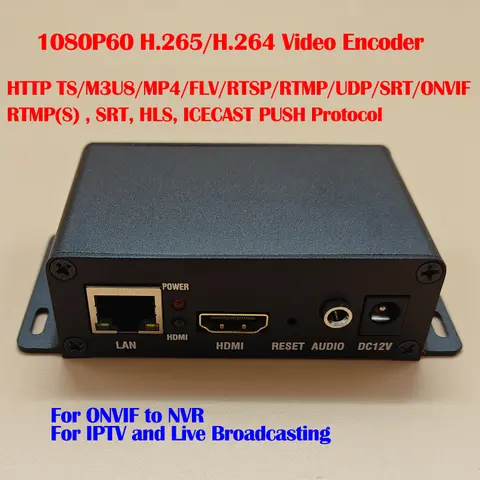H.265/H.264 video Encoder HDMI to IP For RTMP/RTSP/HTTP TS/M3U8/MP4/UDP/SRT/ONVIF Live Streaming