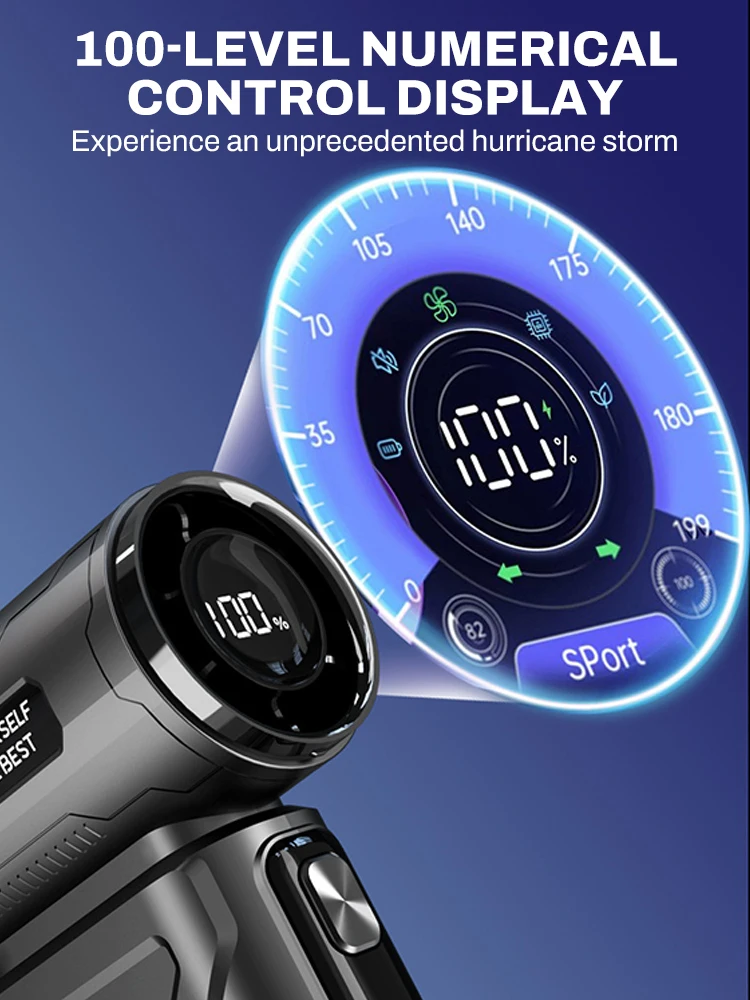 

Turbo Jet Fan Electric Air Duster Portable Cleaning Blower Tool Car Blowing Snow Type-C Charging 100g Thrust 100 Gear Adjustable