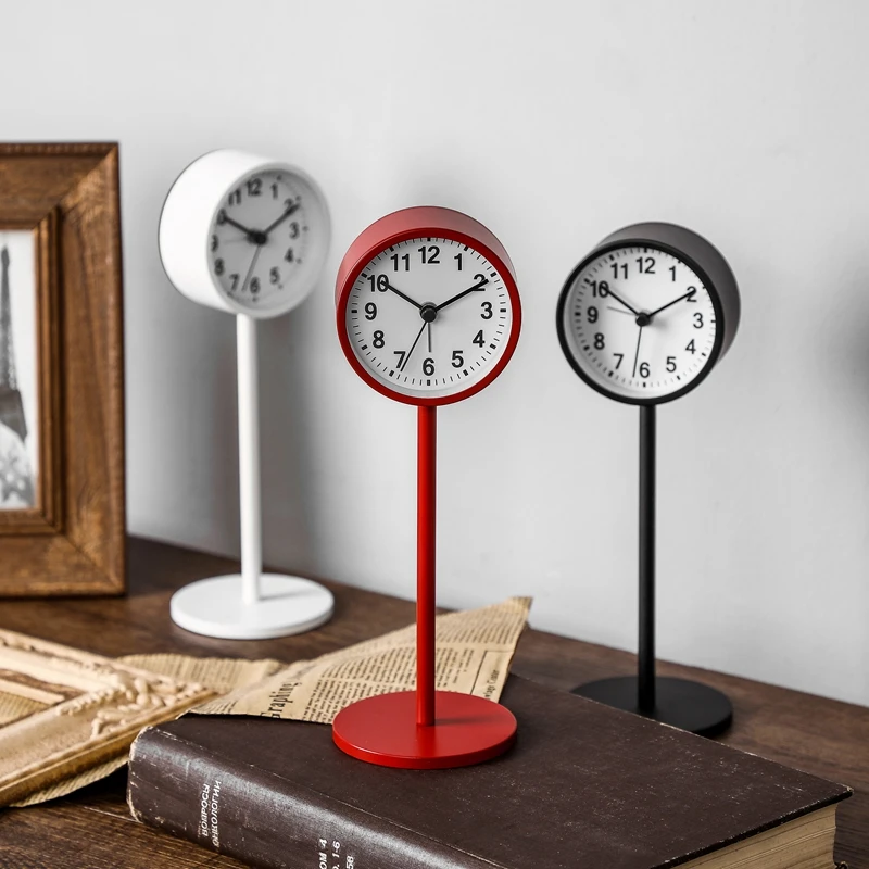 

Desk for students with ornaments small seat clock simple minimalist bed Nordic style silent personality creative alarm clock clo