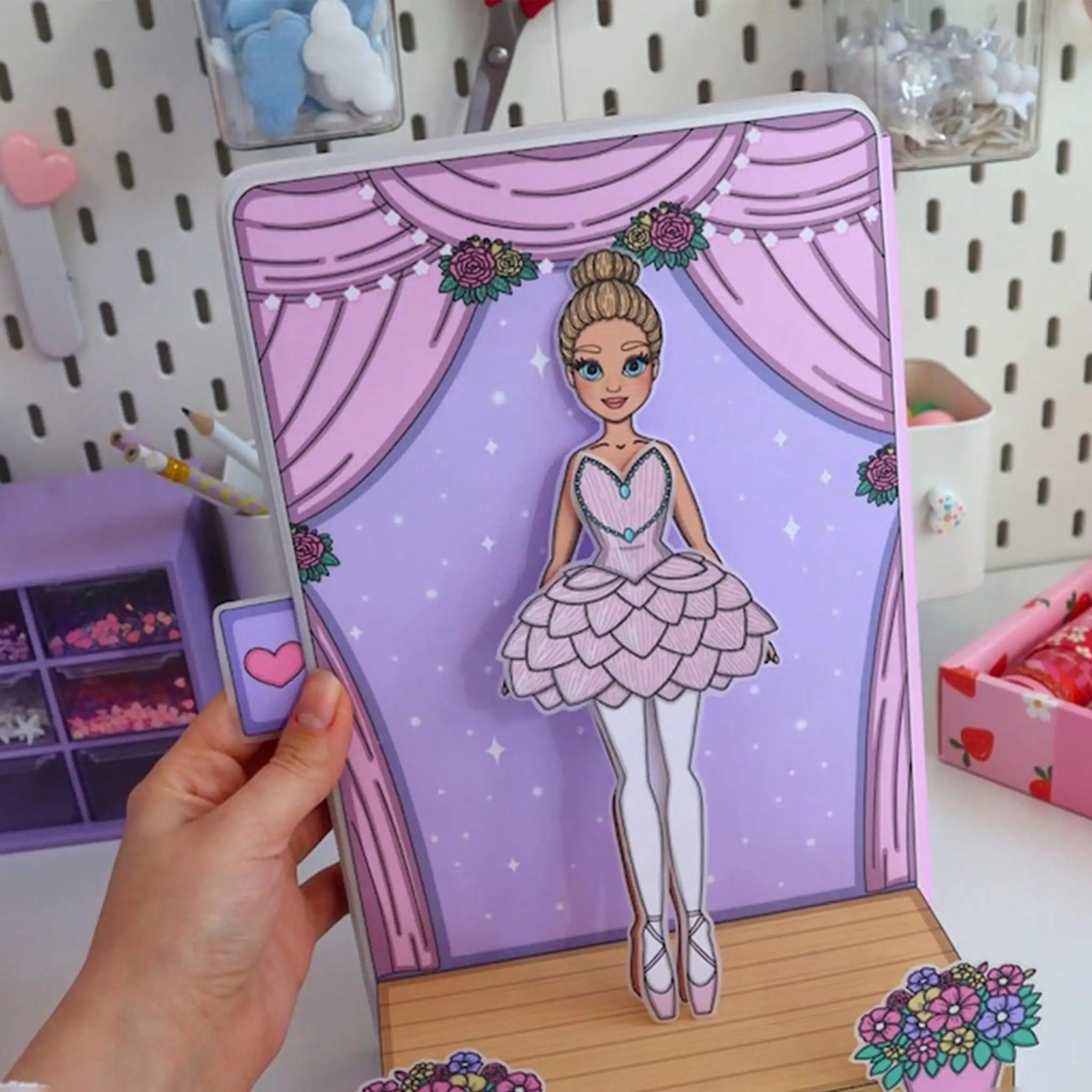 Ballet Studio Children's Quiet Book Interactive Dance Album, Ballet Craft Activity Dress-Up and Makeup Play, Handmade Set - view 5