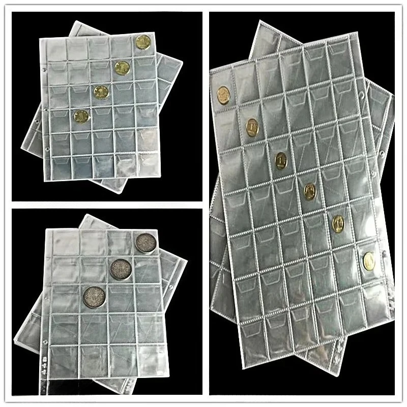 10PCS Album for Coins Albums Page 12/20/30/42 Pocket Coins Collection PVC Transparent Inside Pages 250 X 200 Mm Coins Loose Leaf