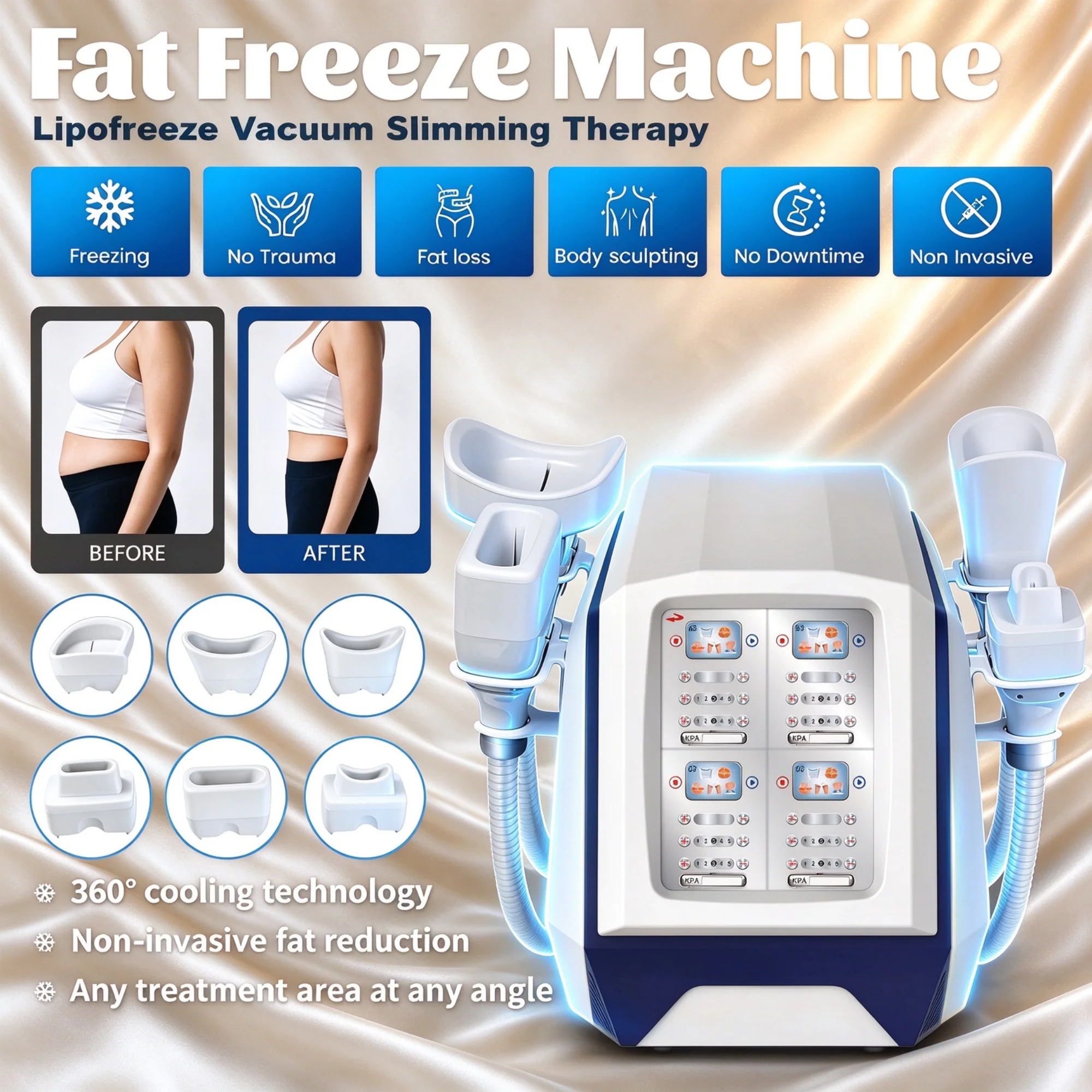 360° Surround Cooling Body Sculpting Machine Dual-Handle 6 Probes Non-Invasive Body Contouring Cellulite Smoothing Salon Clinic