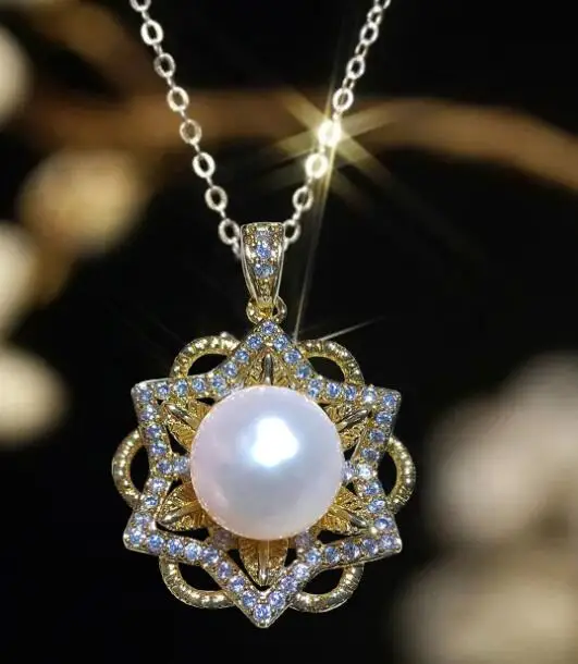 

NEW Popular Trendy Style South Sea Real Natural White Pearl 11-12mm Pendant&Necklace 14K Gold Filled