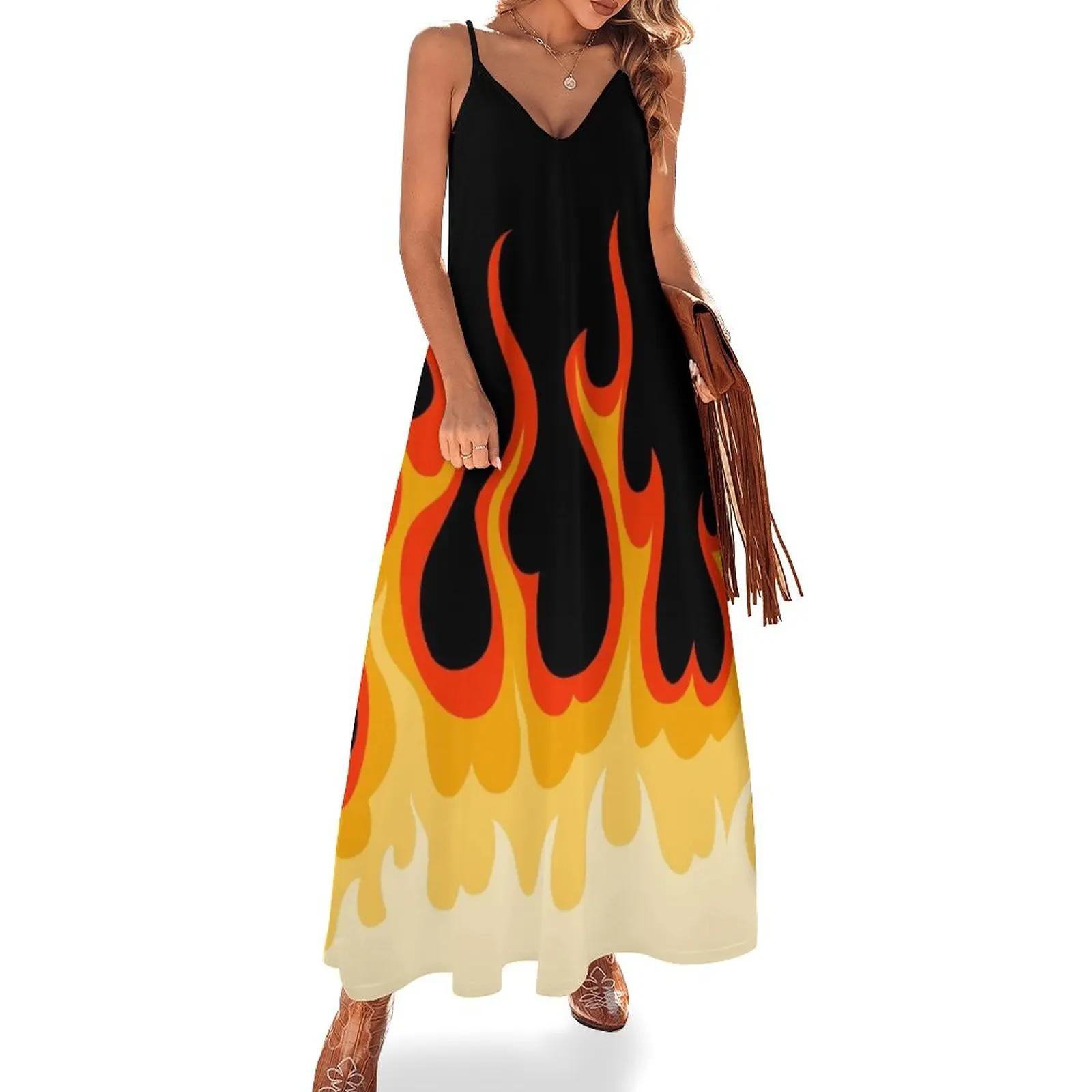 

New fire hot rod Sleeveless Dress ladies dresses for special occasions Long veiled dresses