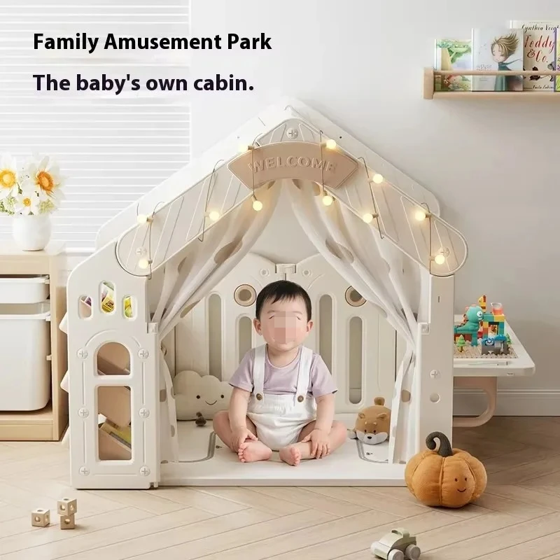 Modern Indoor/Outdoor Toddler Kids Plastic Tent Cubby House Playhouse Castle with Secret Base Cottage-for Game Play Playhouse