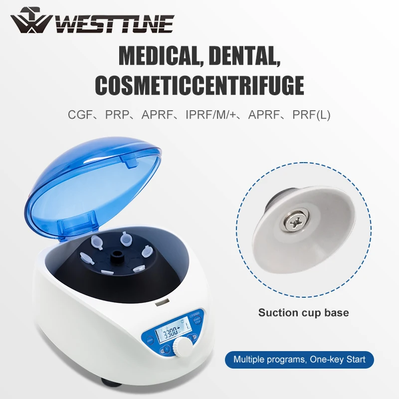 WESTTUNE Lab PRP Benchtop Centrifuge 5000rpm LCD Digital Desktop Lab Centrifuge Medical Centrifuge 15mL/10mL/7mL/1.5-5ml Tube