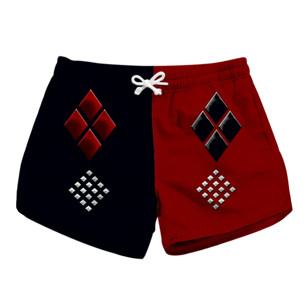 Summer Women Beach Shorts Drawstring Short Pants Clown 3D Print Thin Loose Surfing Board Shorts Quick Dry Pocket Trunks Swimwear