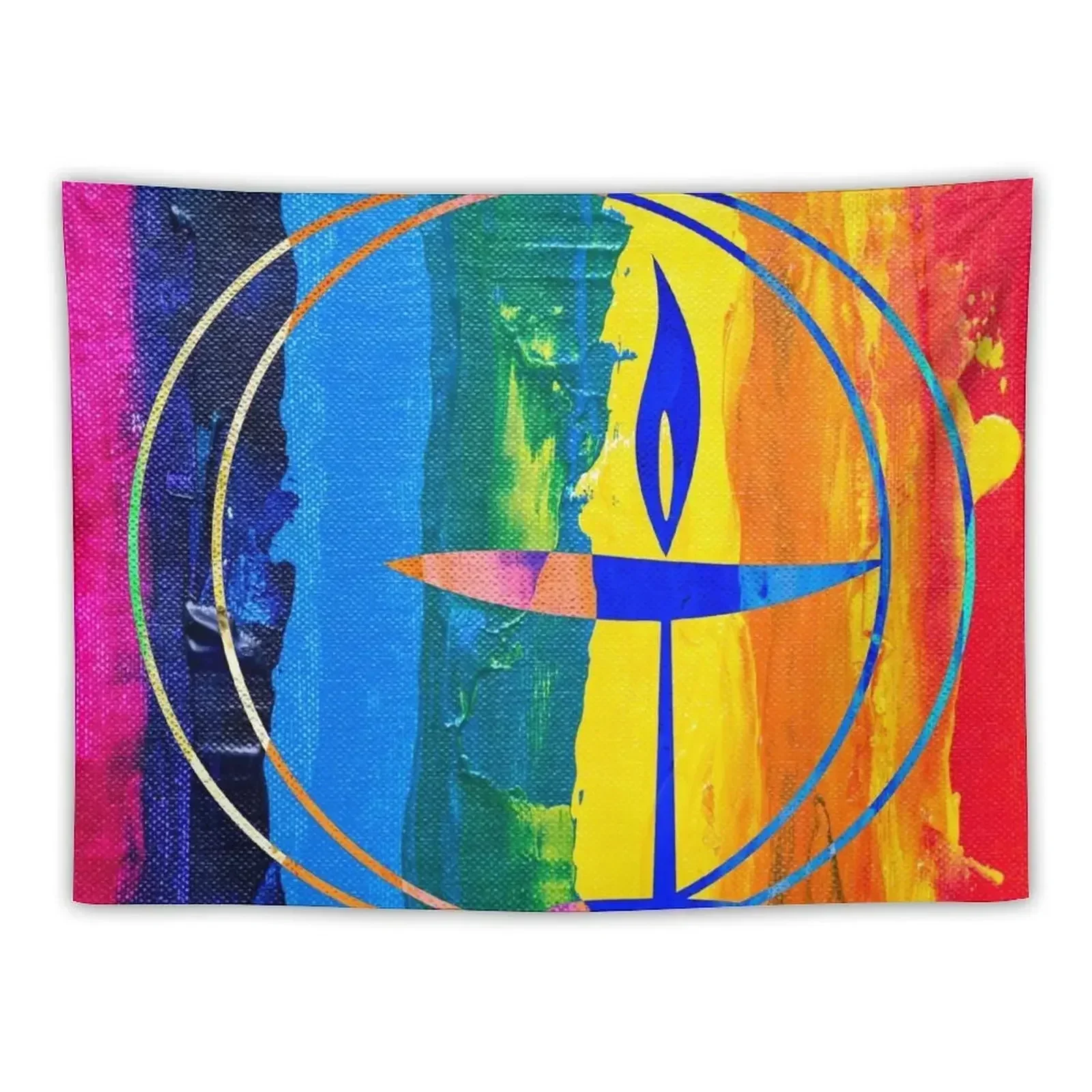 

UU Rainbow Chalice Unitarian Universalist Pride Tapestry Aesthetic Decoration Bed Room Decoration Room Decore Aesthetic Tapestry