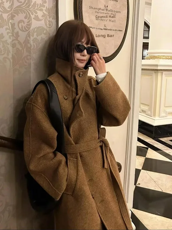 

Kim Min Hee Sle Woolen Coat Women's down Jaet Inner 2025 Winter Korean Sle Mid-Length Woolen Outerwear