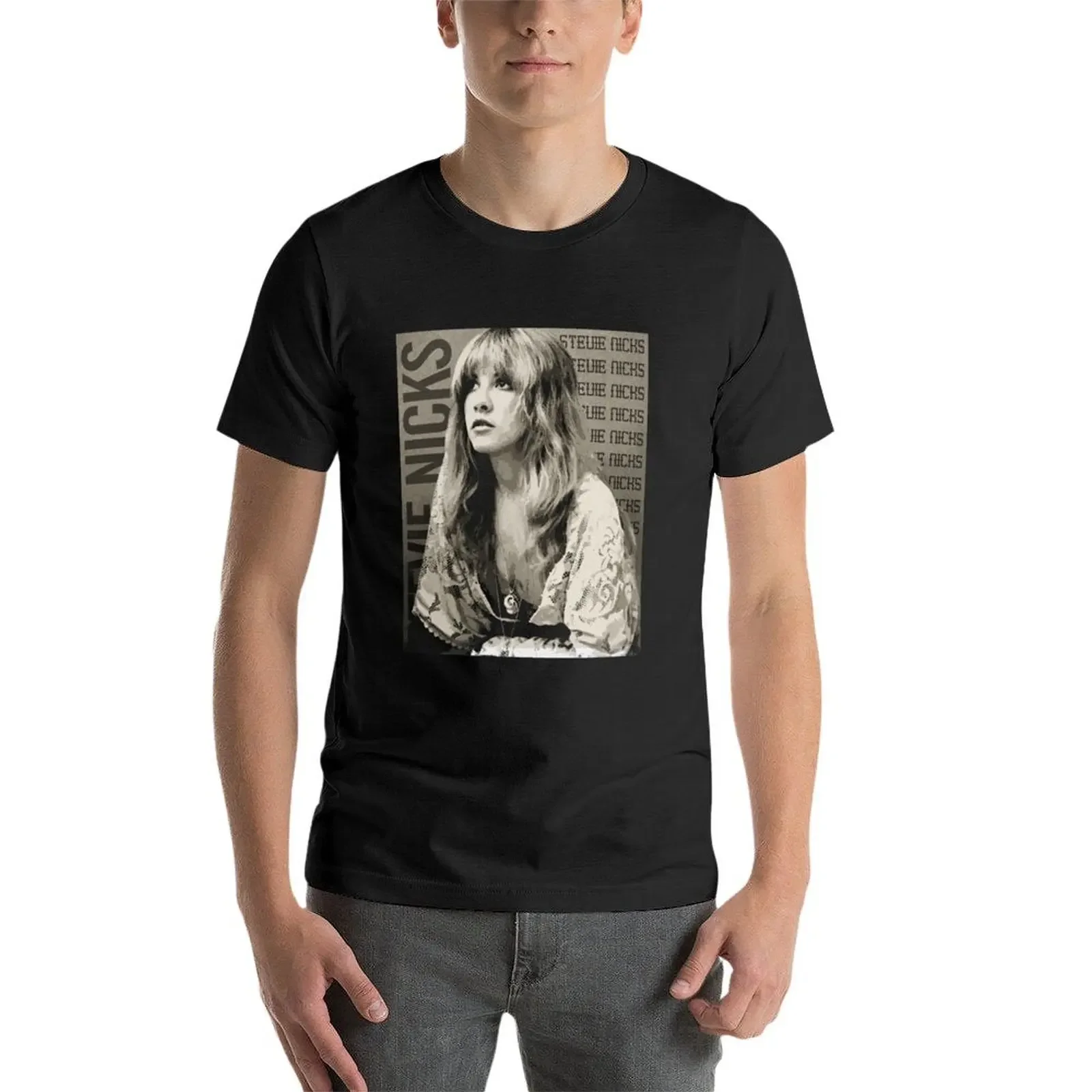 Camiseta con icono Musical de Stevie Nicks, camisetas de talla grande, ropa de anime, camisetas para hombre