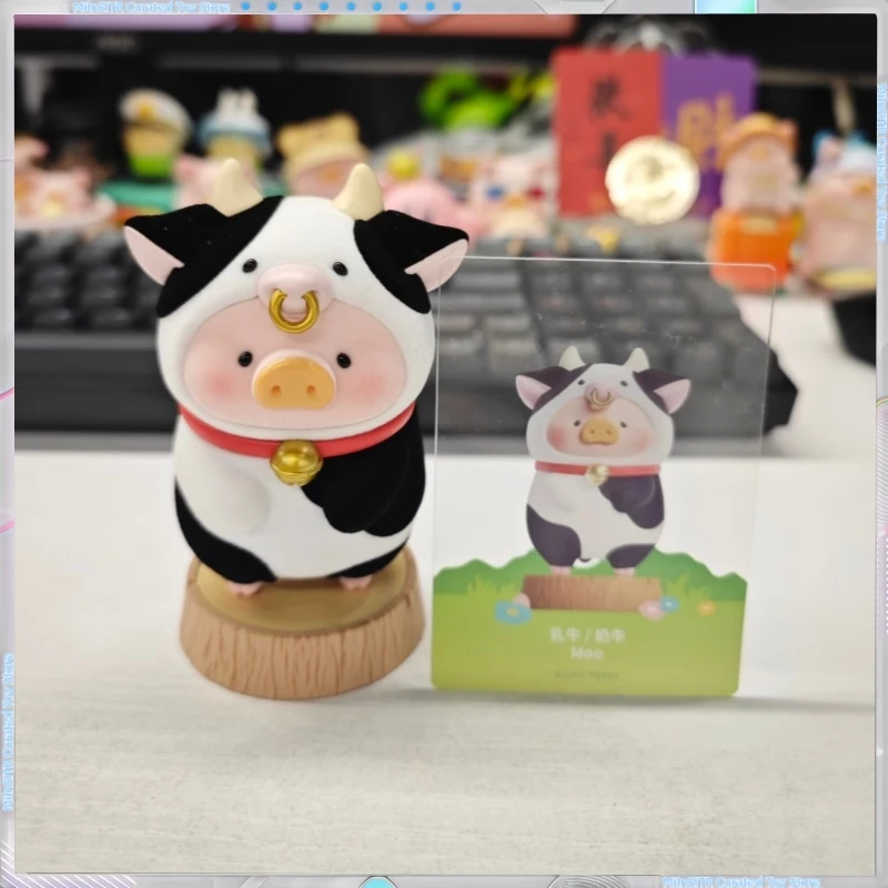 Caixa cega de porco lulu autêntica em estoque, série de porcos enlatados "festa animal" - estatueta moderna de companheiro de porco de casa