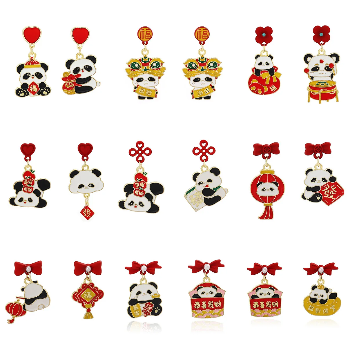 

2024 New Fashion Chinese Style Lantern Lucky Cute Earrings Panda Drop Dangle Earrings for Women & Girls Gift Jewelry