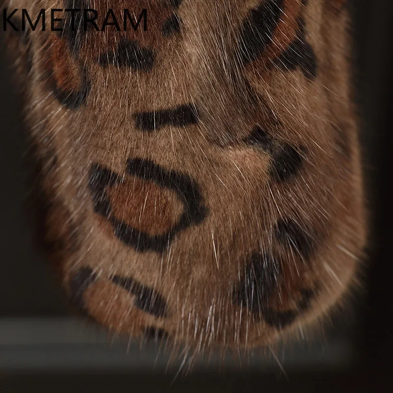 KMETRAM Natürliche Nerz Pelz Kleidung für Frau mit Gürtel Mittellange Echtpelz Damen Jacke Winter Leopard Neue Oberbekleidung 2025 soi