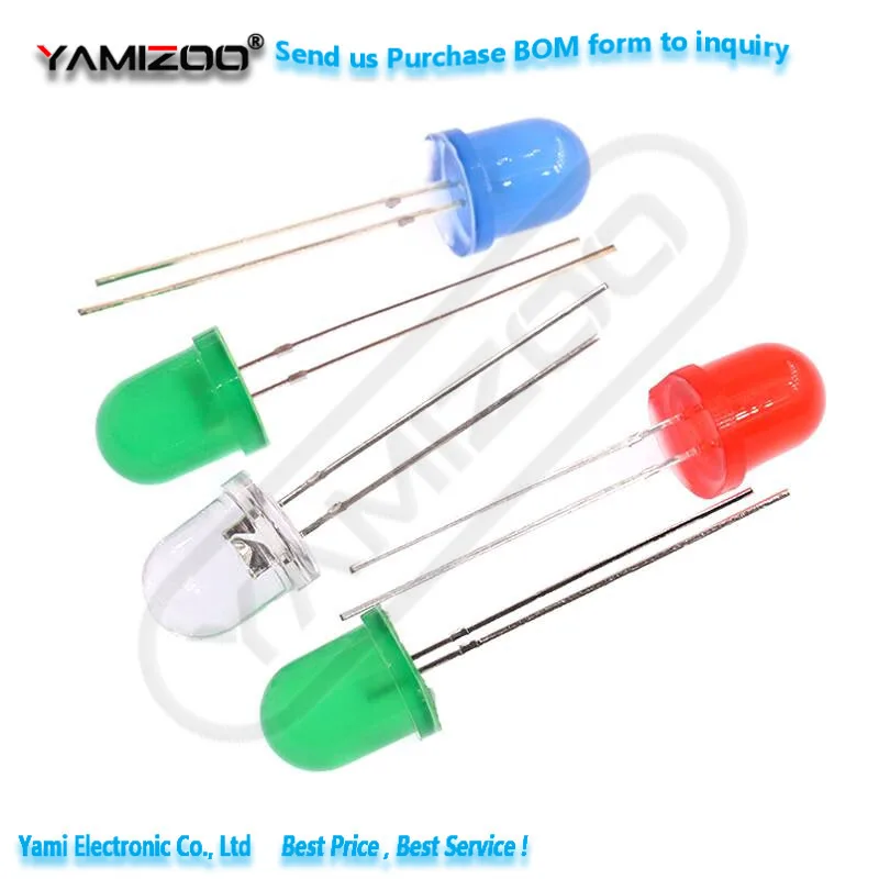 10 Stück LED-Leuchtdioden 8mm Hochleistungs-Rundkopf-Lampenperlen F8 Weiß Blau Rot Grün Gelb Direktanschluss-Anzeige – Detail 1