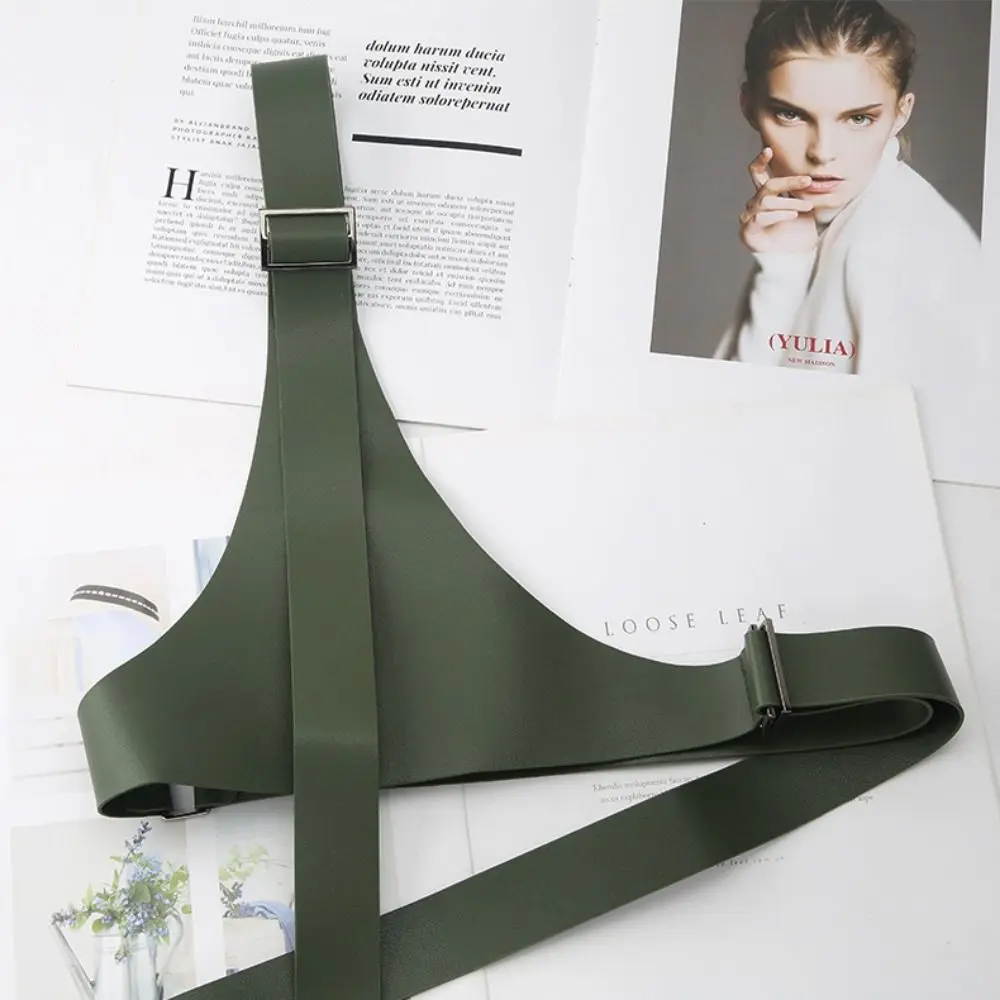 Cool PU Leather One-shoulder Strap Belt Punk Adjustable Dress Cummerbunds Soft Comfortable To Wear Body Suspender Coat Matching