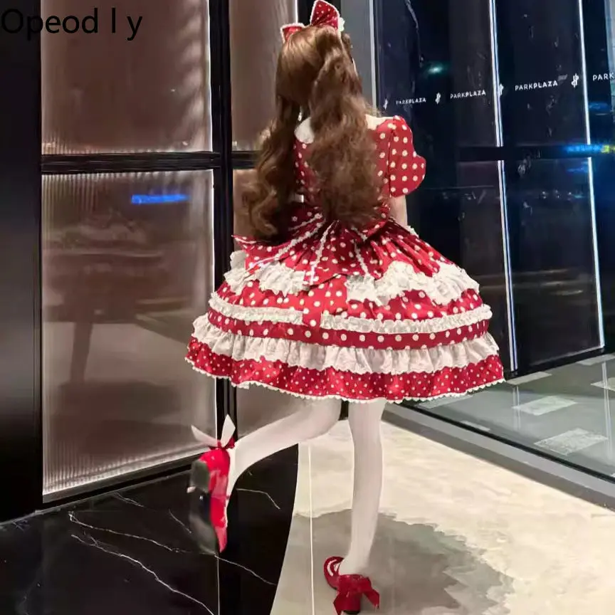 

Original Lolita Cake Dress Spring and Summer New Sweet Ancient Girl 2d Cute Bow High Waist Temperament Cos Party Princess Dress