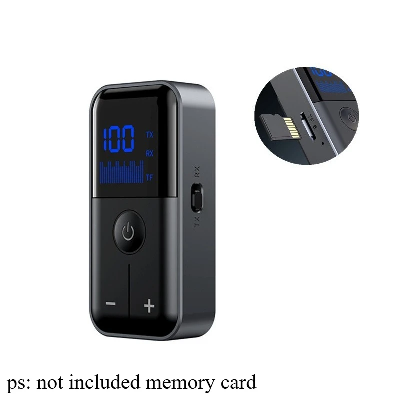 M20 2in1 Bluetooth 5.4 Audio Receiver Transmitter 3.5MM AUX TF Card Stereo Music LED Display Wireless Adapter w/ Mic For Car TV
