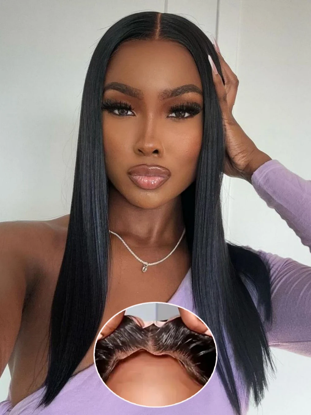 

Straight Lace Front Wig Human Hair 5x5 Pre-Pulled With Baby Hair 180% Density Lace Close Human Hair Wig Women Natural Black