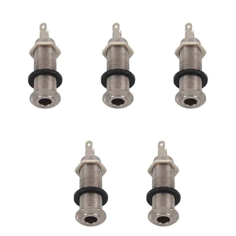 

5X Electric Guitar Jack Chrome Threaded Cylinder Output Input Jack Plug Sockets 1/4 Inch For Electric Guitar