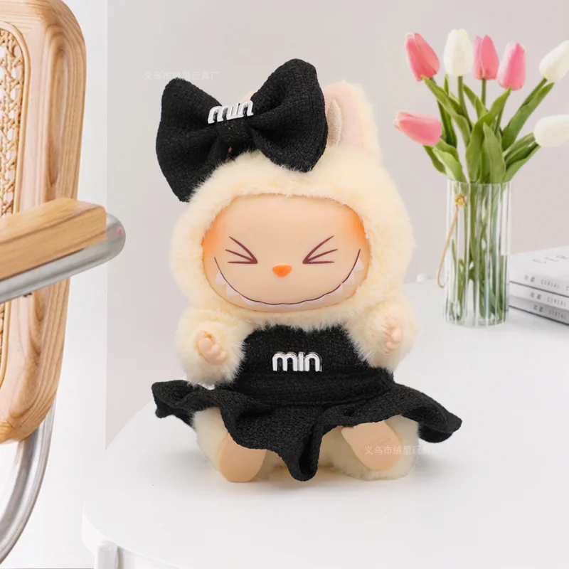 17cm Labubu Doll Princess Dress & Bow Tie 2-Piece Set, Cute Doll Clothes for Labubu V1/V2, Dressing Outfits Accessories