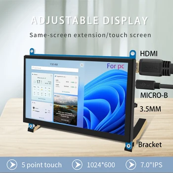 Raspberry Pi Display, KEPIFO Touch Monitor, IPS HD 1024×600, Responsive Capacitive Touch, Dual Internal Backlight, HDMI Input