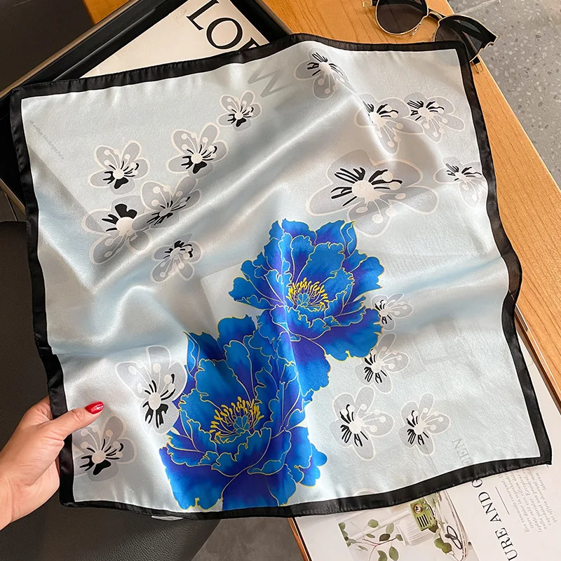 Frauen reine Seide Schal quadratischen Hals Kopftuch Bandana weibliche Blumen Haar bänder Luxus kleine echte Seide Satin Schals