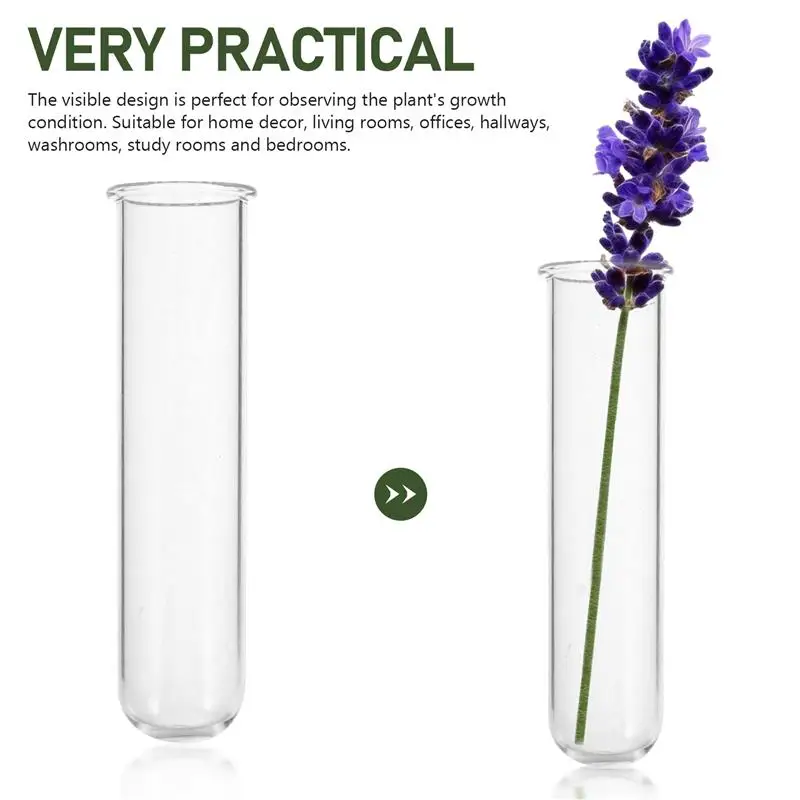 5pcs Glass Test Tube Propagation Stations Glass Propagation Hydroponics Vase Plant Terrarium Bottles Container Flower Holder