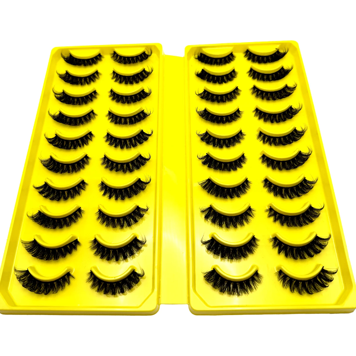 20 par naturalnych sztucznych rzęs DD Curl Russian Lashes 3D Mink Eyelashes wielokrotnego użytku puszyste rzęsy Russian Strip Lashes przedłużanie rzęs