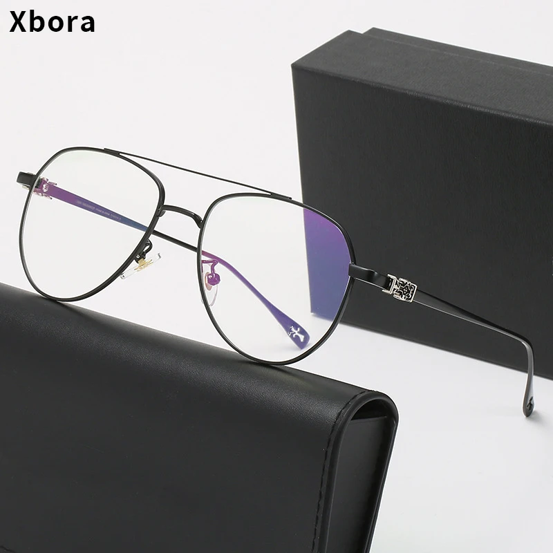 Xbora Men's Classic Double Beam flier Glasses Women's Fashion Myopia Prescription Eyeglasses Frames Optical Eyewear 5125