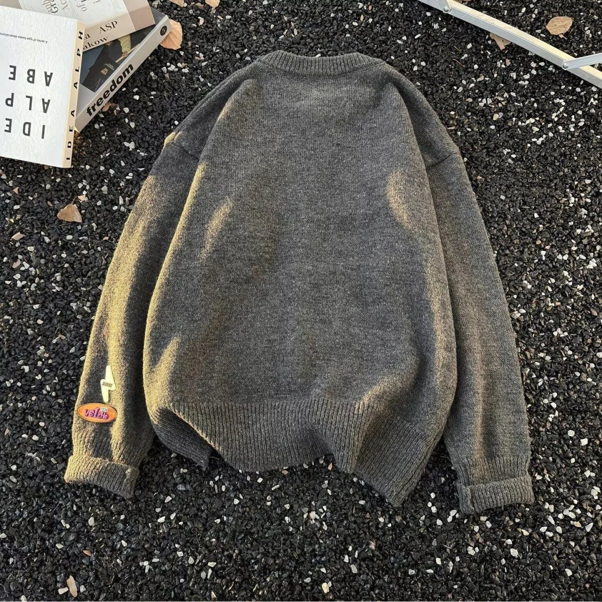 

Retro Lazy Sle Knitted Sweater Cardigan Men's Autumn Button round Ne Jaet Trendy Brand Yarn Clothes for Youth Casual Wear