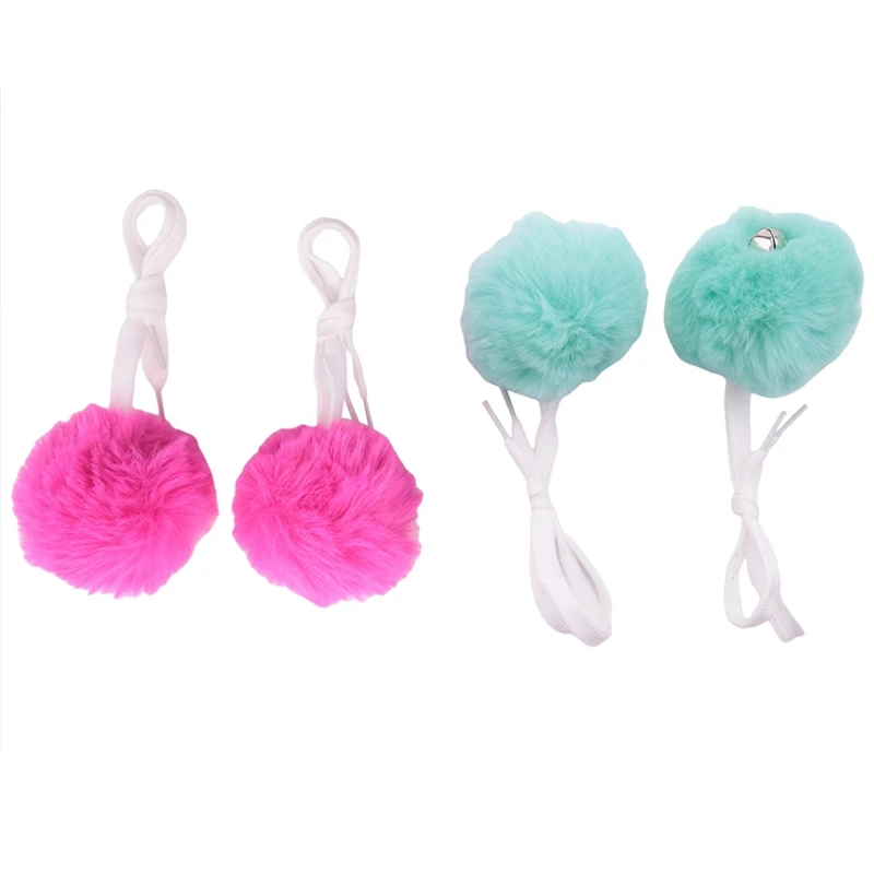 4 Pcs Large Roller Skate Pom Poms Women Girls Princess Tie-On Roller Skate Pom Poms