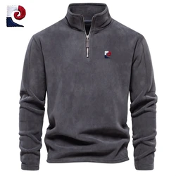 Embroidered CAMEL Thickened Warm Woolen Sweater for Autumn and Winter Men's Sportswear, Zippered Collar Pullover, Windproof Jack