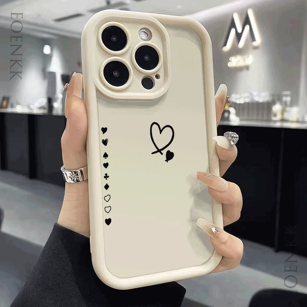 

Black Heart Protect Phone Case For iPhone 16 15 Pro Max 14 13 12 11 X XS 15 14 Plus 12 13 Mini Shockproof Trendy Soft Cover