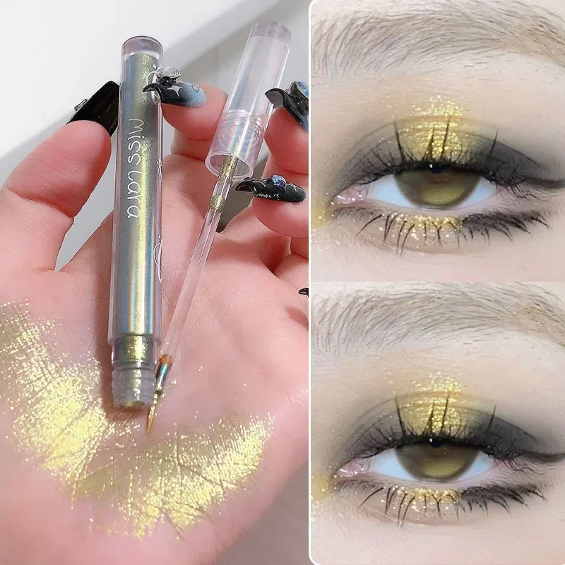 Flitsvloeistof Oogschaduw Diamant Shimmer Glitter Eyeliner Oogschaduw Langdurige Gemakkelijk Te Dragen Vloeibare Oogschaduw Potlood Oogmake-Up