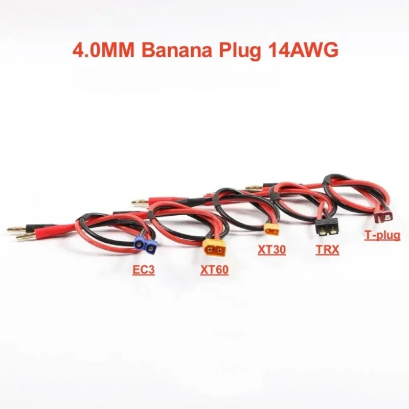 1pc XT60 XT30 EC3 TRX Male Female Connector To 4mm Banana Plug Silicone Cable 14AWG For RC Flight Model Battery Charging Toys