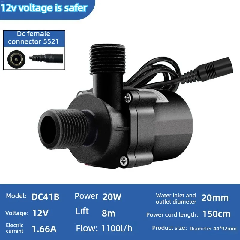 DC12V 20W Water Pump DC41B Amphibious High Temp Pump for Smart Toilet Caravan Shower Washing Machine Kitchen Use