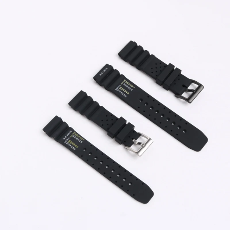 สายรัดข้อมือซิลิโคนแบบนิ่มสำหรับผู้ชาย Seiko 5/ผีน้ำ/กระป๋องดำน้ำ/ชุดหอยเป๋าฮื้อกันน้ำ Tali Jam Tangan silikon สีดำ22มม.