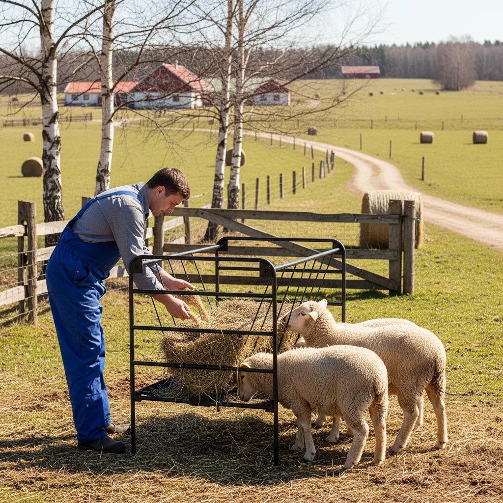 

Metal 2-in-1 Hay Feeder Dual-Zone Livestock Feeder with Adjustable Foot Pads for Ponies, Goats and Sheep