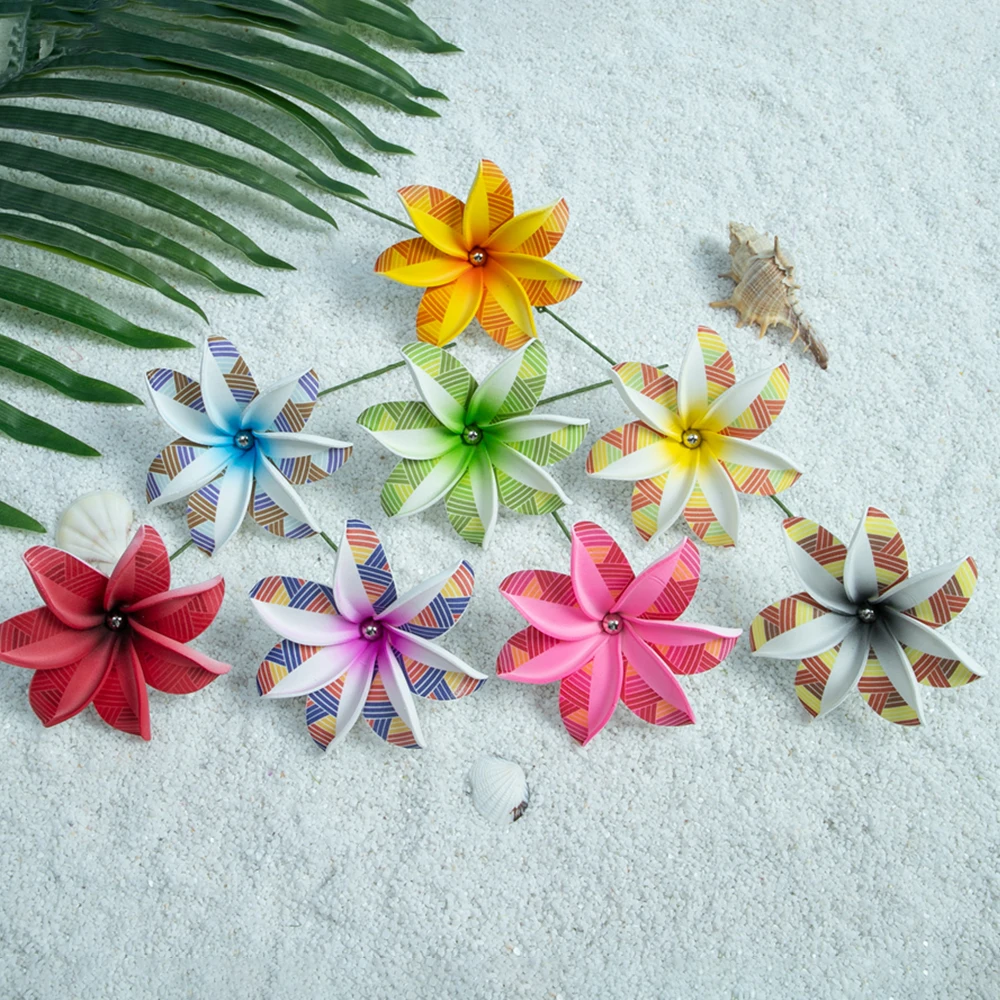 

8pcs Mixed Colors Tiare Tropical Flowers of Tahiti Polynesian EVA Foam Headflowers Aloha Hula Girls Dancing Accessories Supply