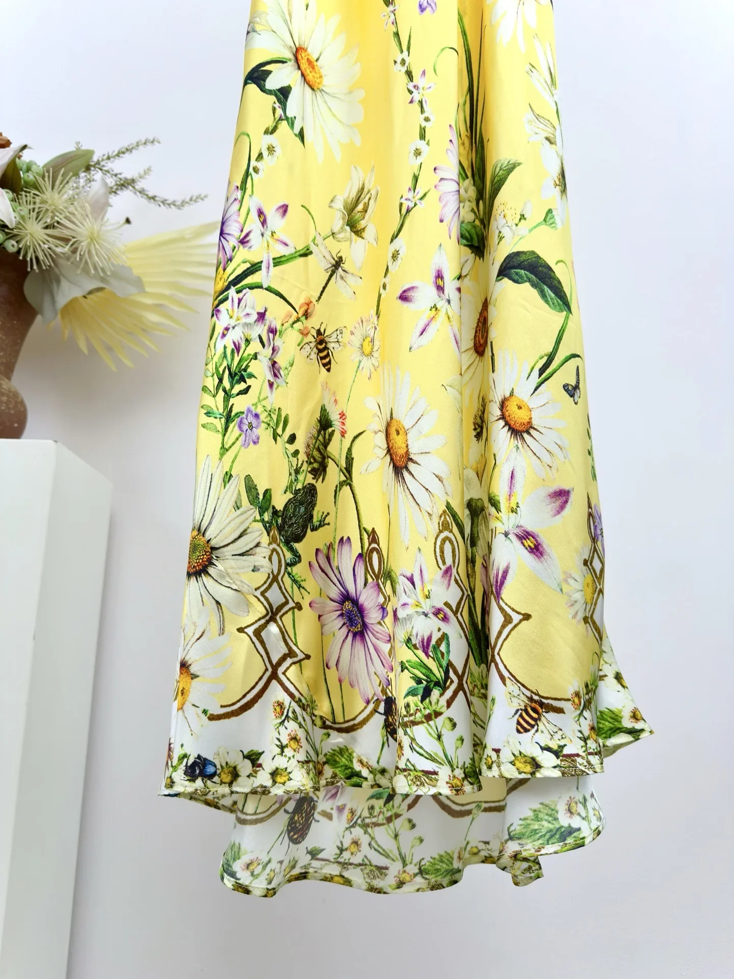 100% Zijde Vrouwen Kristal Kralen Maxi Jurk Halter V-hals Mouwloos Backless Hoge Taille Elegante Dames Sling Gewaad