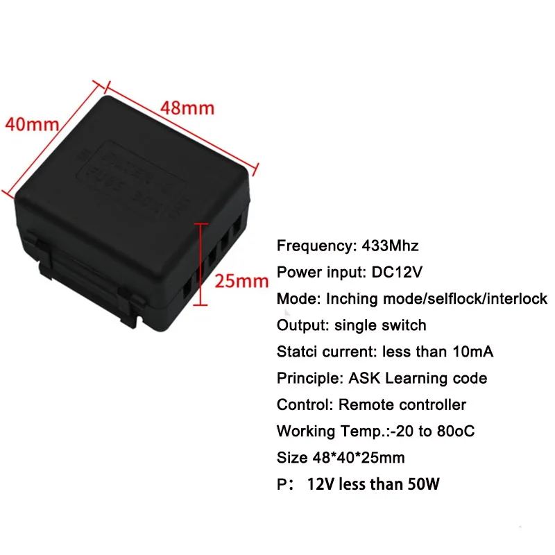 433Mhz 원격 제어 무선 스위치 DC 12V RF 10A 수신기 송신기 문 전자기 잠금 LED 빛