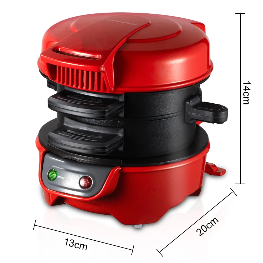 Máquina de café da manhã doméstico Máquina de hambúrguer Máquinas de panelas antiaderentes Pão de cozimento doméstico Muffin Panini 220V, 600W