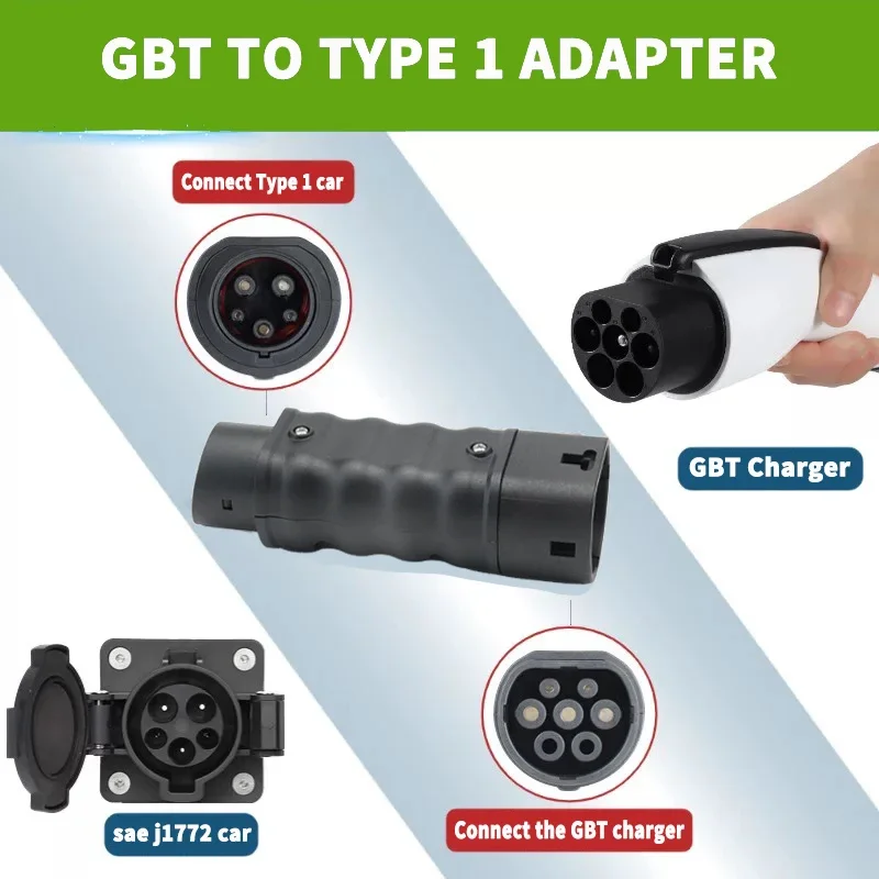 WUFEN Portable Charging Connector GBT to Type 1 Adapter 32A 7KW 110V~250V AC EV Charger GBT Converter for SAE J1772 Cars - view 2