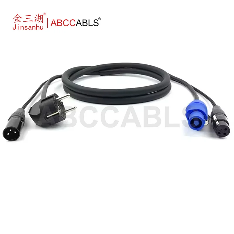 ABCCABLS EU Schuko To Powercon + XLR Audio Combo Cable, Stage Sound & Power Integrated Cord For Active Speaker Live Performance